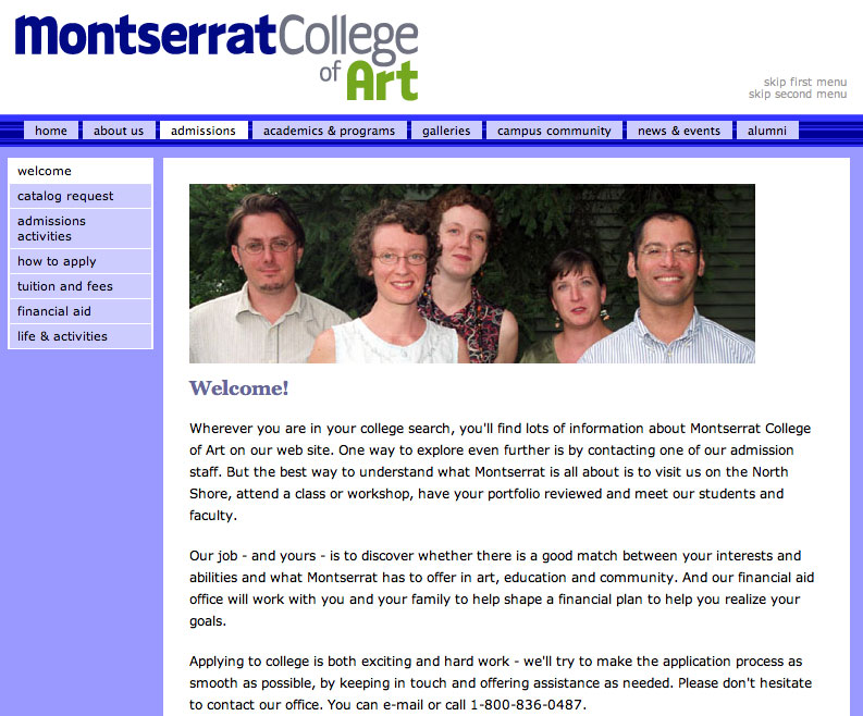Montserrat's admissions page.